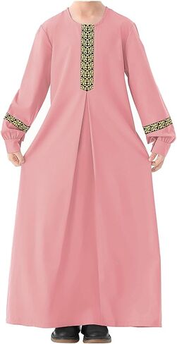 WSPLYSPJY Long Sleeve Abaya for Girls Muslim Islamic Dresses Kids Printed Maxi Prayer Clothes Robe in Saudi Arabia