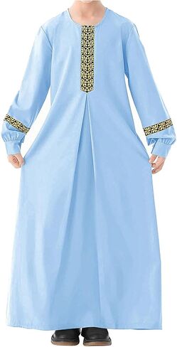 WSPLYSPJY Long Sleeve Abaya for Girls Muslim Islamic Dresses Kids Printed Maxi Prayer Clothes Robe in Saudi Arabia