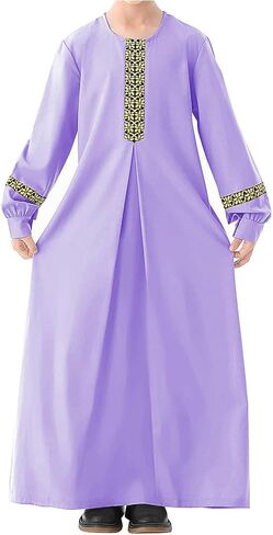 WSPLYSPJY Long Sleeve Abaya for Girls Muslim Islamic Dresses Kids Printed Maxi Prayer Clothes Robe in Saudi Arabia