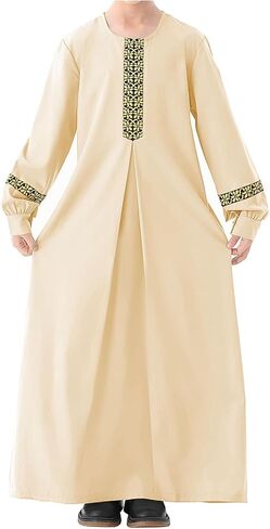 WSPLYSPJY Long Sleeve Abaya for Girls Muslim Islamic Dresses Kids Printed Maxi Prayer Clothes Robe in Saudi Arabia