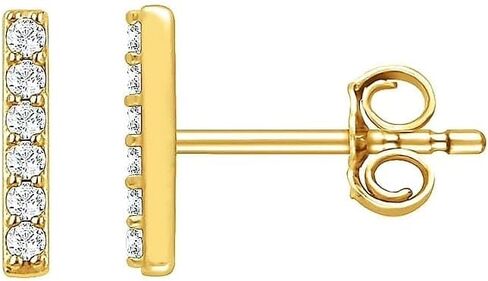 ANGEL SALES 1.65 Ct Round Cut Diamond Women's Bar Shape Push Back With Stud Earrings 925 Sterling Silver 14k Yellow Gold Finish in Kuwait
