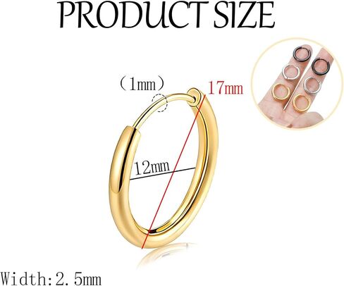 NEWITIN 3 Pairs Stainless Steel Hoop Earrings for Men Hypoallergenic Earring Huggie Cartilage Earring Set Gold Silver Black Small Hoop Earrings Piercing Jewelry for Women Men in Kuwait