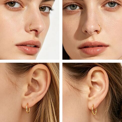 NEWITIN 3 Pairs Stainless Steel Hoop Earrings for Men Hypoallergenic Earring Huggie Cartilage Earring Set Gold Silver Black Small Hoop Earrings Piercing Jewelry for Women Men in Kuwait