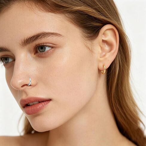 NEWITIN 3 Pairs Stainless Steel Hoop Earrings for Men Hypoallergenic Earring Huggie Cartilage Earring Set Gold Silver Black Small Hoop Earrings Piercing Jewelry for Women Men in Kuwait