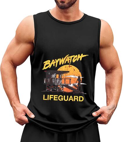Men's Tank Top,Baywatch Lifeguard Sunset 1989,Summer Undershirt Sleeveless Shirts Muscle Tops in Kuwait