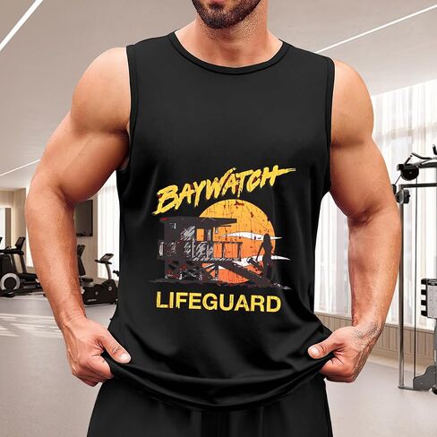 Men's Tank Top,Baywatch Lifeguard Sunset 1989,Summer Undershirt Sleeveless Shirts Muscle Tops in Kuwait