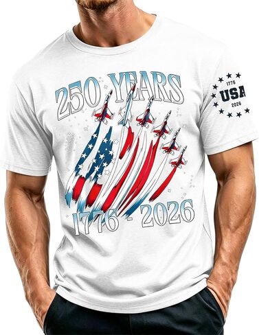 Ymosrh 250th Anniversary USA Shirts for Men Short Sleeve Independence Day Flag Print American Patriotic Shirts, S-5XL in Kuwait
