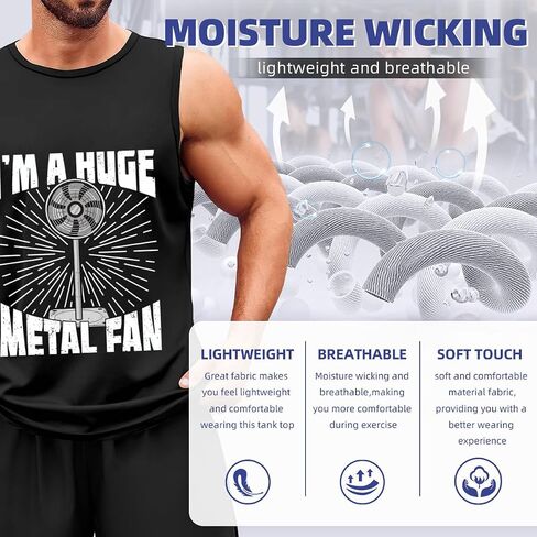 Men's Tank Top,Metal Fan Huge,Summer Undershirt Sleeveless Shirts Muscle Tops in Kuwait