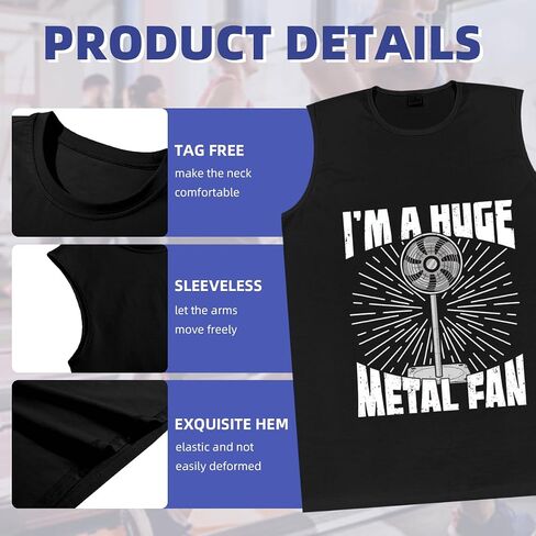 Men's Tank Top,Metal Fan Huge,Summer Undershirt Sleeveless Shirts Muscle Tops in Kuwait