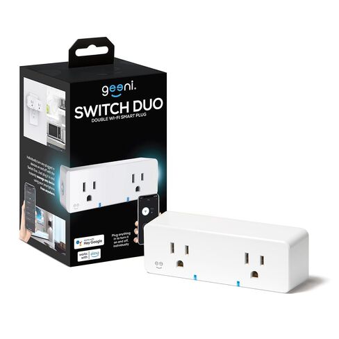 Geeni Switch Duo Double Smart Plug, White, 2 Outlets – No Hub Compatible with Alexa and Google Assistant, Requires 2.4 GHz Wi-Fi in Kuwait
