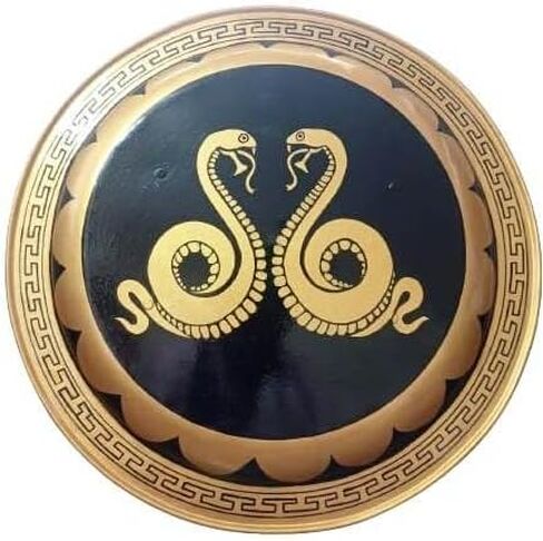 Heynz | Medieval Authentic Greek Hoplite Double Snake Shield Metal 22 Inches Shield | homedecor,LARP,Costume in Saudi Arabia