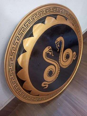 Heynz | Medieval Authentic Greek Hoplite Double Snake Shield Metal 22 Inches Shield | homedecor,LARP,Costume in Saudi Arabia