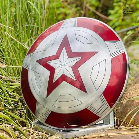 Red Guardian Shield 22" Steel Battle Armor – Cosplay Hero Shield with Leather Strap – Display & Costume Shield Gift in Saudi Arabia