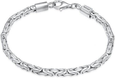 kuzzoi Men Bracelet curb cuban chain braided with Clasp made of 925 sterling silver, length 6.69 inch - 8.27 inch, width 0.16 inch, 3.35 oz, 0209171420 in Saudi Arabia