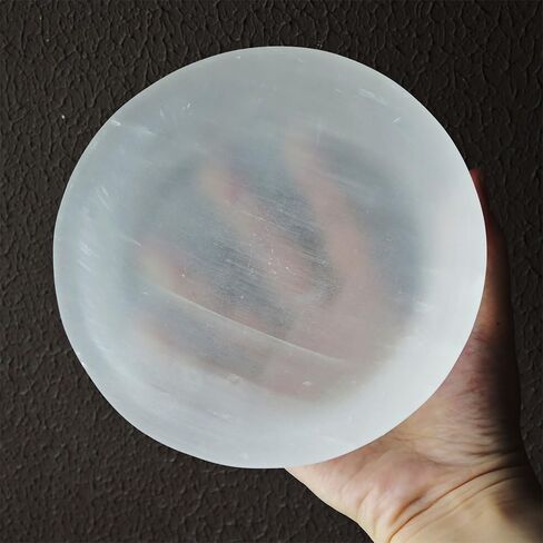 5.5" Hand Finished Selenite Bowl for Charging Crystal Cleansing Healing Stones Crystals Raw Rocks Energy Enhancers Round Plate Wicca Reiki Meditation Crown Chakra, Spiritual Gift & Decoration in Saudi Arabia