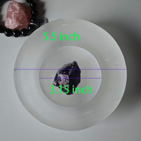 5.5" Hand Finished Selenite Bowl for Charging Crystal Cleansing Healing Stones Crystals Raw Rocks Energy Enhancers Round Plate Wicca Reiki Meditation Crown Chakra, Spiritual Gift & Decoration in Saudi Arabia