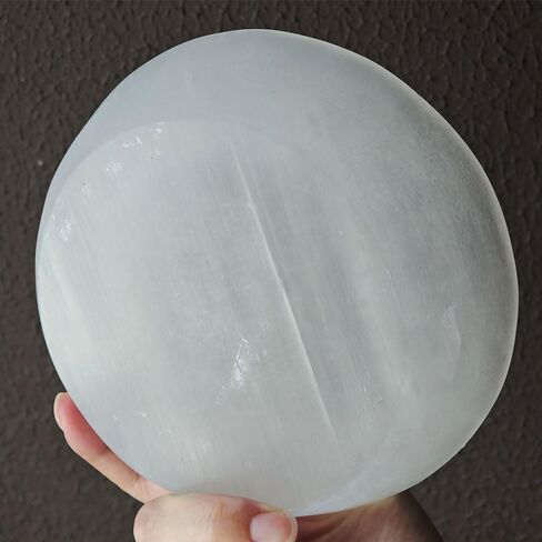 5.5" Hand Finished Selenite Bowl for Charging Crystal Cleansing Healing Stones Crystals Raw Rocks Energy Enhancers Round Plate Wicca Reiki Meditation Crown Chakra, Spiritual Gift & Decoration in Saudi Arabia