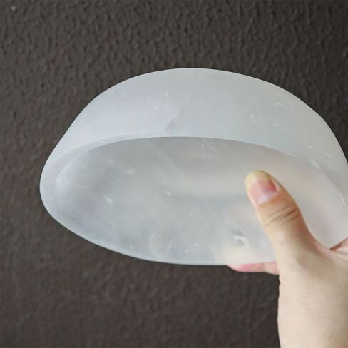 5.5" Hand Finished Selenite Bowl for Charging Crystal Cleansing Healing Stones Crystals Raw Rocks Energy Enhancers Round Plate Wicca Reiki Meditation Crown Chakra, Spiritual Gift & Decoration in Saudi Arabia