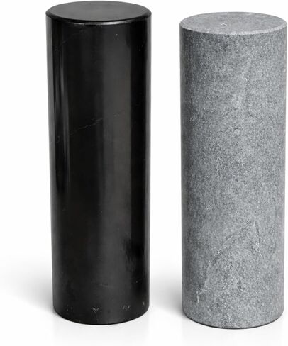 Shungite World 2 pcs Authentic Shungite and Soapstone Harmonizers Cylinders Set Chakra Healing Crystals for Grounding Shungite Stones for Meditation Magnetic Therapy Negative Energy Protection in Saudi Arabia