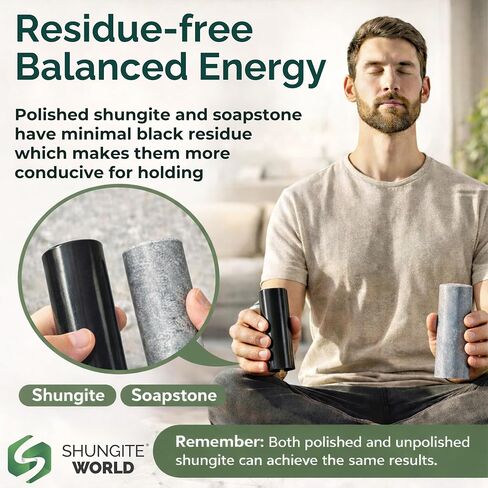 Shungite World 2 pcs Authentic Shungite and Soapstone Harmonizers Cylinders Set Chakra Healing Crystals for Grounding Shungite Stones for Meditation Magnetic Therapy Negative Energy Protection in Saudi Arabia