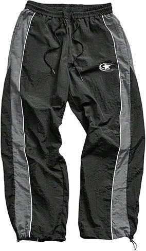 SOLY HUX Men's Y2k Track Pants Color Block Drawstring Elastic Waist Baggy Wide Leg Pants Streetwear in Kuwait