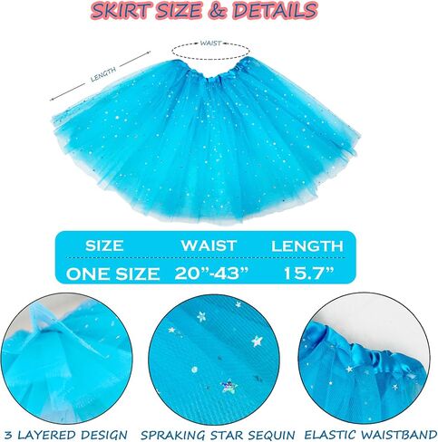 Girls Blue World Book Day Costume - Youth Kids Fuzzy Headband, Tutu & Dress Up Kits, 100th Day of School, Spirit Day Halloween Cosplay (Blue) in Saudi Arabia