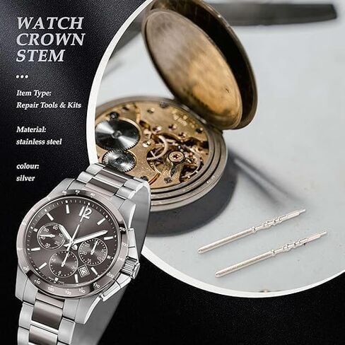 5Pcs Silver Movement Watch Steel Stem Crown Kit Watch of Parts NH35 NH36 NH38 NH39 Movement Watch Stem Spare Parts Repair Tools and Kits Watch Accessories in Saudi Arabia