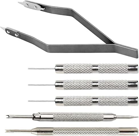 6 PCS Spring Bar Tweezers, Watch Band Tool Set, Professional Watch Spring Bar Tool for Strap Replacement and Bracelet Adjustment (1mm/0.9mm/0.8mm/Single Head/Double-Headed) in Saudi Arabia