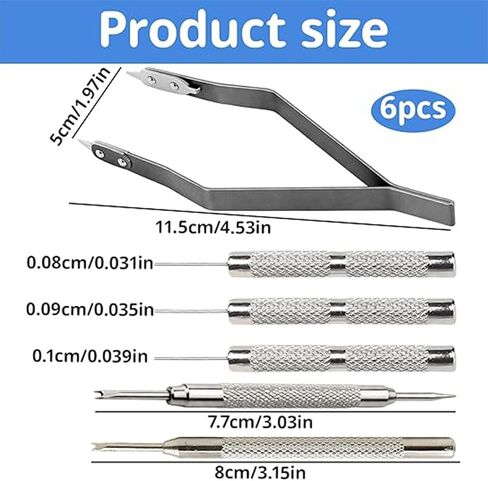 6 PCS Spring Bar Tweezers, Watch Band Tool Set, Professional Watch Spring Bar Tool for Strap Replacement and Bracelet Adjustment (1mm/0.9mm/0.8mm/Single Head/Double-Headed) in Saudi Arabia