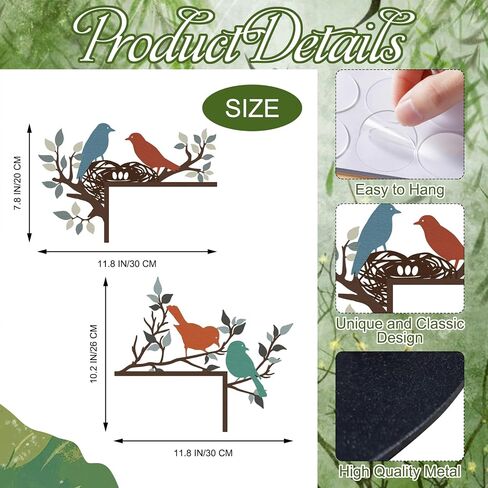 Resama 2 Pcs Door Frame Decoration Set Metal, Wall Art Decor Corner Sign Bathroom Decor for Indoor Outdoor Door Window Home Office(Bird Branch) in Saudi Arabia