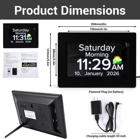 Digital Dementia Clocks for Seniors - 7" Large Display Calendar Clock with Day & Date for Elderly, Auto DST | 20 Alarm Reminders, Essential Alzheimers Clock & Gift for People with Memory Loss in Saudi Arabia