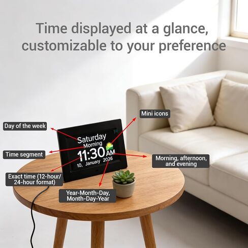 Digital Dementia Clocks for Seniors - 7" Large Display Calendar Clock with Day & Date for Elderly, Auto DST | 20 Alarm Reminders, Essential Alzheimers Clock & Gift for People with Memory Loss in Saudi Arabia