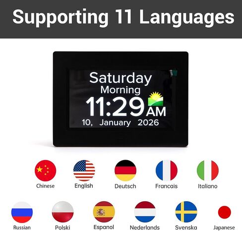 Digital Dementia Clocks for Seniors - 7" Large Display Calendar Clock with Day & Date for Elderly, Auto DST | 20 Alarm Reminders, Essential Alzheimers Clock & Gift for People with Memory Loss in Saudi Arabia