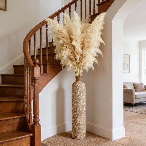 15 Stems 42"/3.5 ft Natural Pampas Grass Decor Tall, Large pompas Grass,Floor Vase Filler,Tall Pampas Grass for Floor Vase,Wedding Floral Arrangements, Party,Rustic Farmhouse, Boho Home Decor in Kuwait