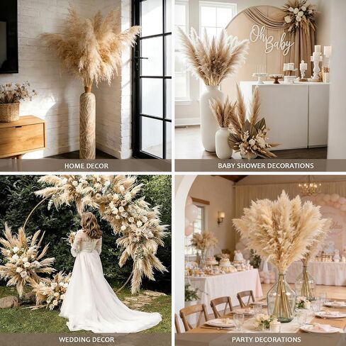 15 Stems 42"/3.5 ft Natural Pampas Grass Decor Tall, Large pompas Grass,Floor Vase Filler,Tall Pampas Grass for Floor Vase,Wedding Floral Arrangements, Party,Rustic Farmhouse, Boho Home Decor in Kuwait