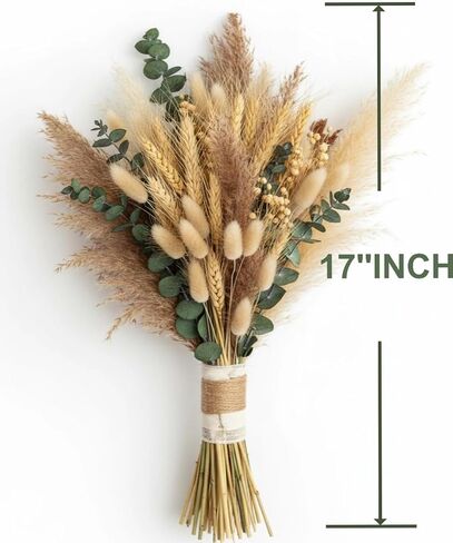 355PCS Dried Pampas Grass Bouquet Set – Dried Eucalyptus, Brown Pampas Grass & White Pampas Grass for Boho Baby Shower Decorations, Boho Wedding Decor, Pampas Grass Wall Decor, Home Decorations Modern in Kuwait