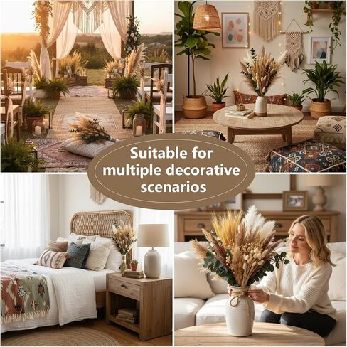 355PCS Dried Pampas Grass Bouquet Set – Dried Eucalyptus, Brown Pampas Grass & White Pampas Grass for Boho Baby Shower Decorations, Boho Wedding Decor, Pampas Grass Wall Decor, Home Decorations Modern in Kuwait