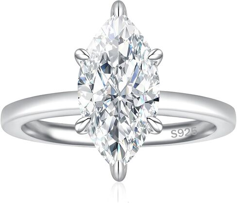 3CT 925 Sterling Silver Engagement Rings for Women Elongated Marquise Cut Solitaire Cubic Zirconia Wedding Rings for Women Promise Rings for Her Size 4-11 in Kuwait