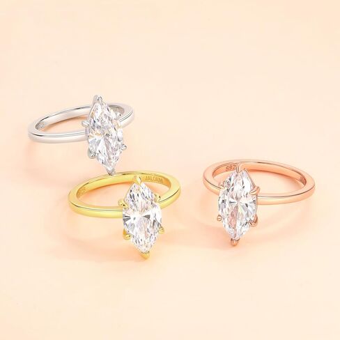 3CT 925 Sterling Silver Engagement Rings for Women Elongated Marquise Cut Solitaire Cubic Zirconia Wedding Rings for Women Promise Rings for Her Size 4-11 in Kuwait