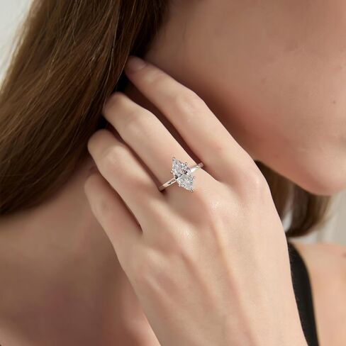3CT 925 Sterling Silver Engagement Rings for Women Elongated Marquise Cut Solitaire Cubic Zirconia Wedding Rings for Women Promise Rings for Her Size 4-11 in Kuwait