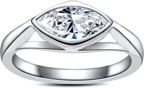 Marquise Cut Moissanite Wedding Engagement Rings D Color VVS1 Clarity 925 Sterling Silver Promise Anniversary Rings for Women with Certificate in Saudi Arabia