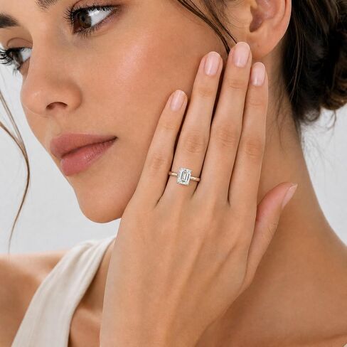 MSBLUE 2ct Emerald Cut Moissanite Engagement Ring for women, Wedding Promise Ring in Kuwait