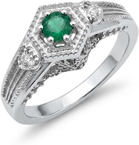 Natural Green Emerald 925 Solid Sterling Silver Engagement Ring Size 6, 6.25, 7, 7.25, 8, 9 in Saudi Arabia