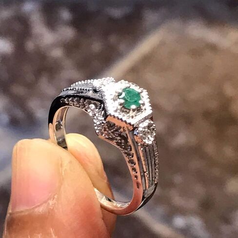 Natural Green Emerald 925 Solid Sterling Silver Engagement Ring Size 6, 6.25, 7, 7.25, 8, 9 in Saudi Arabia