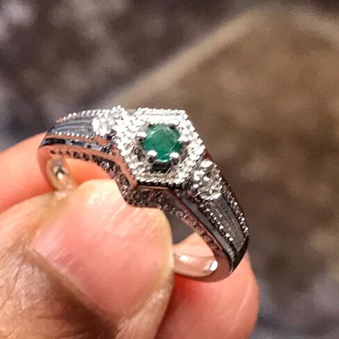 Natural Green Emerald 925 Solid Sterling Silver Engagement Ring Size 6, 6.25, 7, 7.25, 8, 9 in Saudi Arabia
