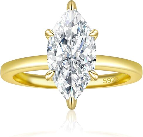 3CT 925 Sterling Silver Engagement Rings for Women Elongated Marquise Cut Solitaire Cubic Zirconia Wedding Rings for Women Promise Rings for Her Size 4-11 in Kuwait