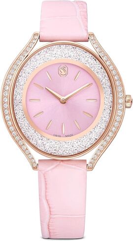 Swarovski Crystalline Aura Watch, Swiss Made, Leather Strap, Pink, Rose Gold-Tone Finish in Kuwait