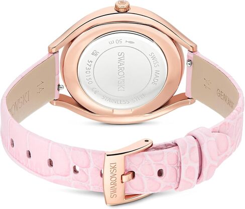 Swarovski Crystalline Aura Watch, Swiss Made, Leather Strap, Pink, Rose Gold-Tone Finish in Kuwait