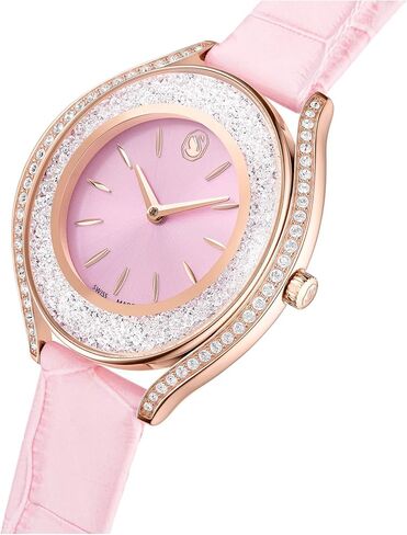 Swarovski Crystalline Aura Watch, Swiss Made, Leather Strap, Pink, Rose Gold-Tone Finish in Kuwait