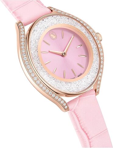 Swarovski Crystalline Aura Watch, Swiss Made, Leather Strap, Pink, Rose Gold-Tone Finish in Kuwait